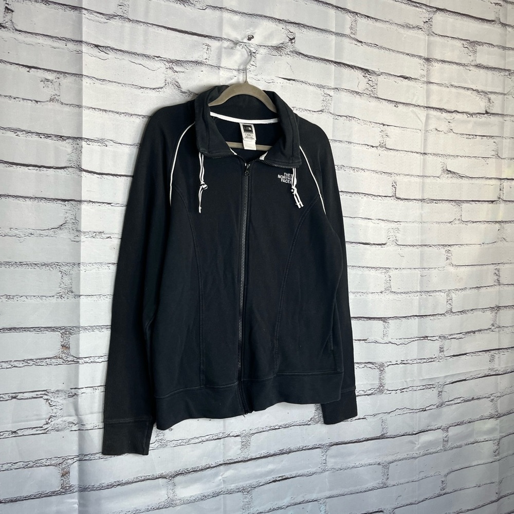 The North Face Women’s XL Fleece Softshell Full-Zip Pullover Jacket Black White - Picture 2 of 14